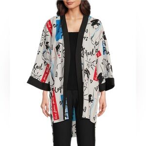❤️SOLD❤️KARL LAGERFELD PARIS Women Multi Printed Kimono High-Low-Hem Oversized